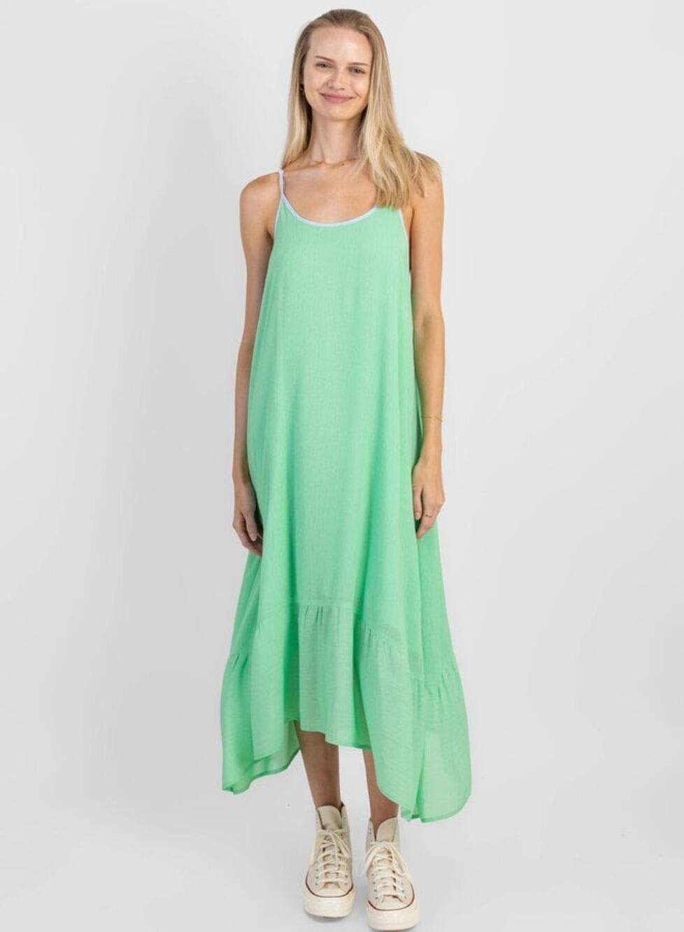 NWT Koch Sea Glass Green Drake Asymmetrical Midi Dress Size Large